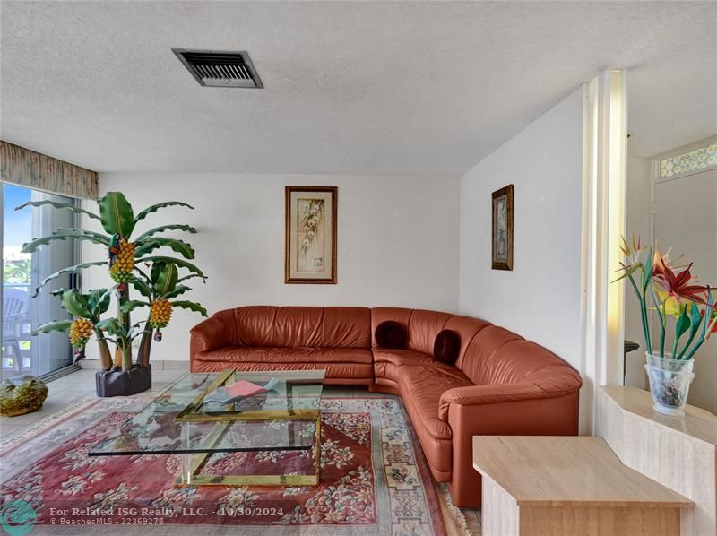 Living room with view of Port Everglades