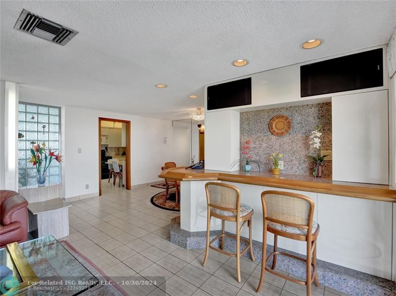 Living room with view of Port Everglades