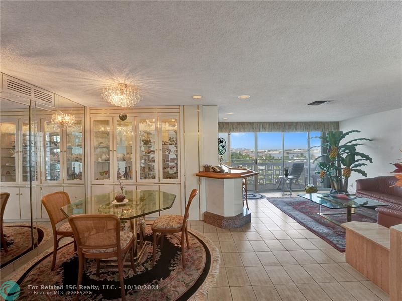 Living room with view of Port Everglades