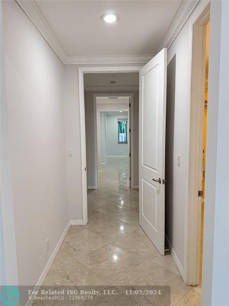 Hallway connecting bedrooms