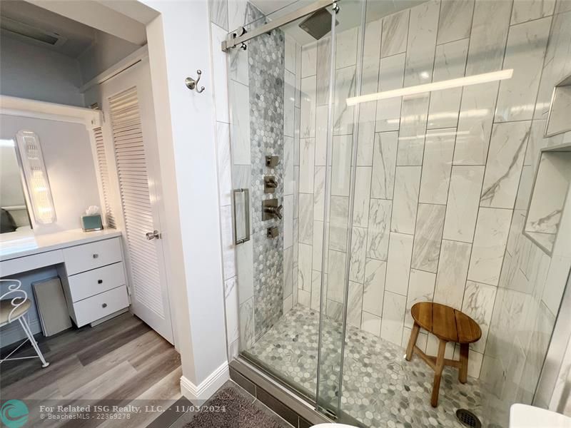 Newly renovated master bath.