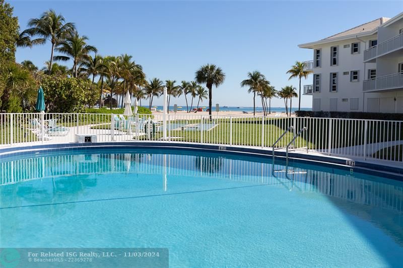 Lago Mar's heated pool with beach view!