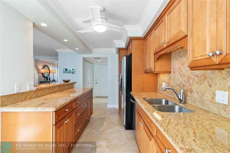 Kitchen with a ocean view