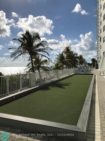 Oceanfront bocce court.