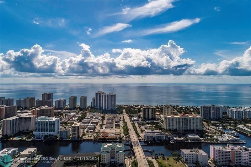 Southpoint is on a barrier island. Coming over Oakland Park Blvd. East, you cross the intracoastal waterway and you are on the barrier island. The intracoastal waterway is behind us and the Atlantic ocean is in front of us. Location, location, location.