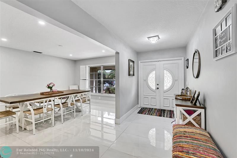 Entry way and dining room.