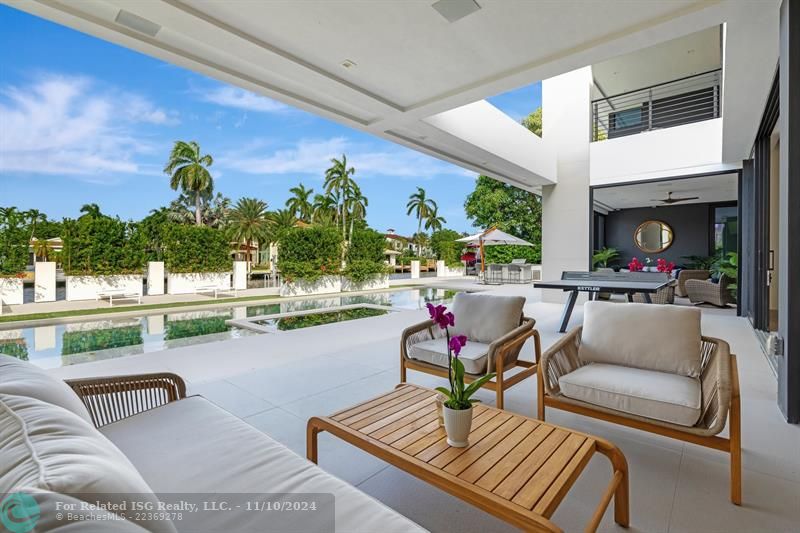 Expansive Covered Dining Terrace with Electronic Shades