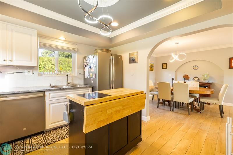 All white kitchen with stainless appliances