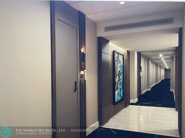 This is a rendering of one of the two hallway renovation options that owners will vote on.