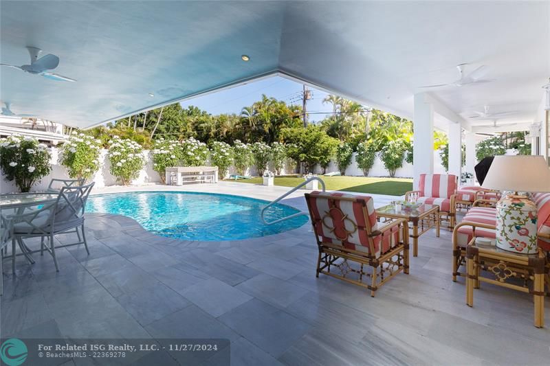 Pool view from kitchen.