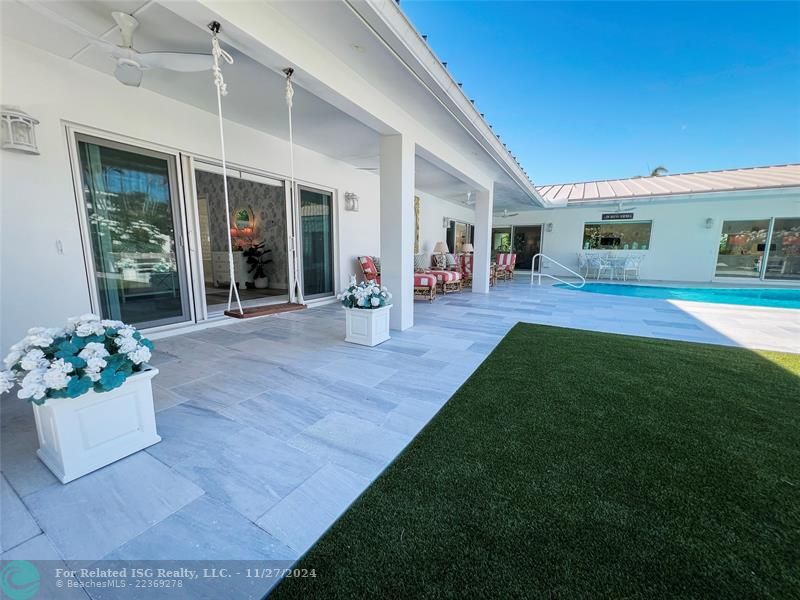 Pool view from kitchen.