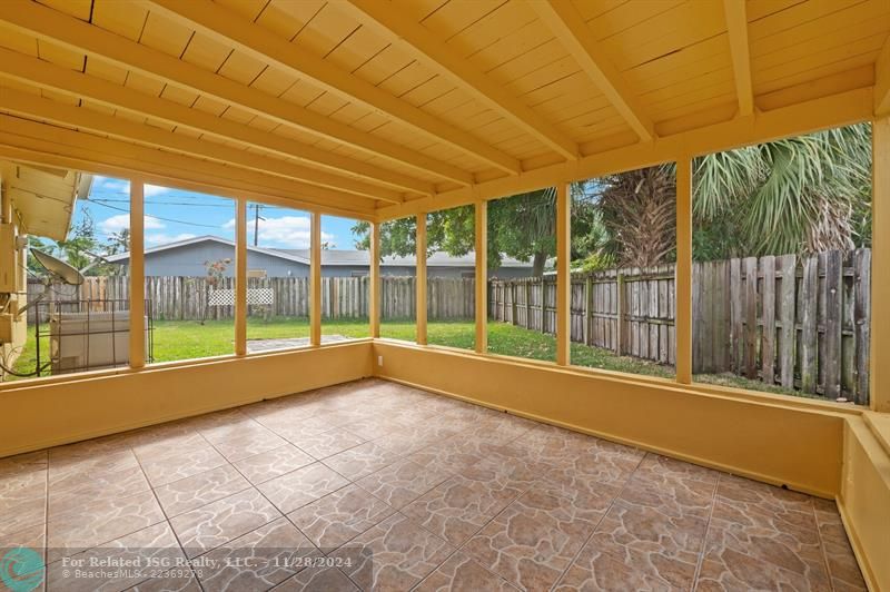 Screened back patio