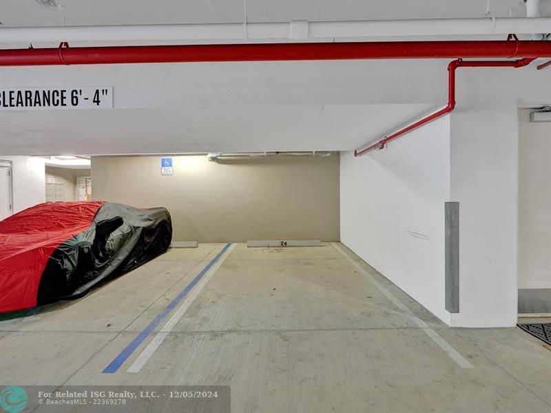 2 covered parking spaces in garage