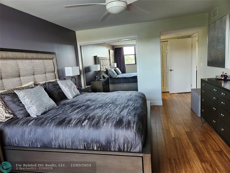 Primary bedroom with access to the balcony