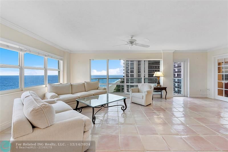 LIVING ROOM WITH  SOUTH OCEAN VIEWS