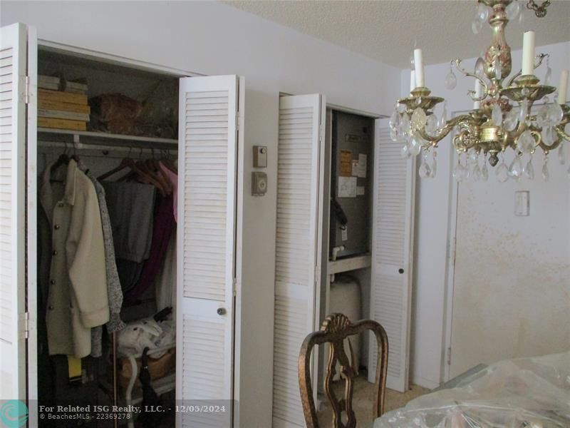 Hall closet and a/c hot water heater closet