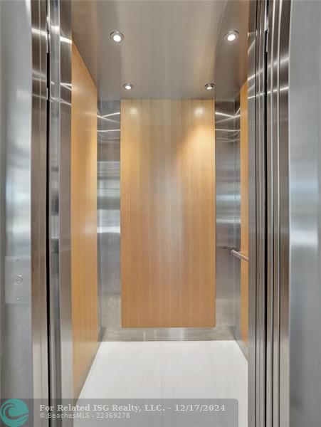 Commercial grade elevator that is beautifully finished