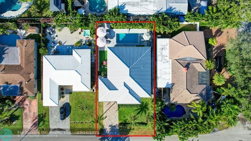 Aerial showcasing property lines.