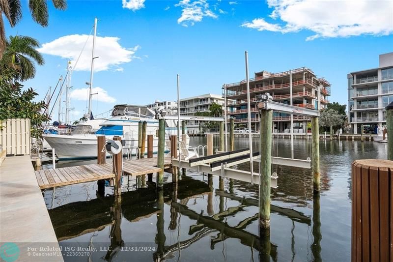 Huge dock with boat lift