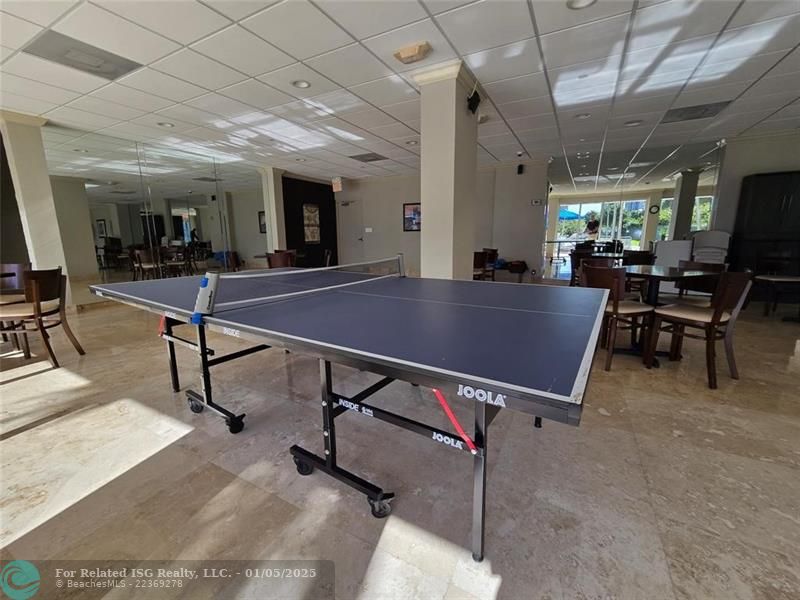 Ping Pong Table in Clubroom located by the Pool