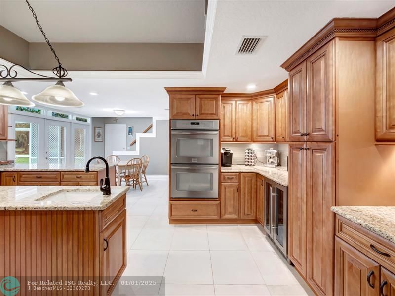 two pantries, wine cooler, double oven