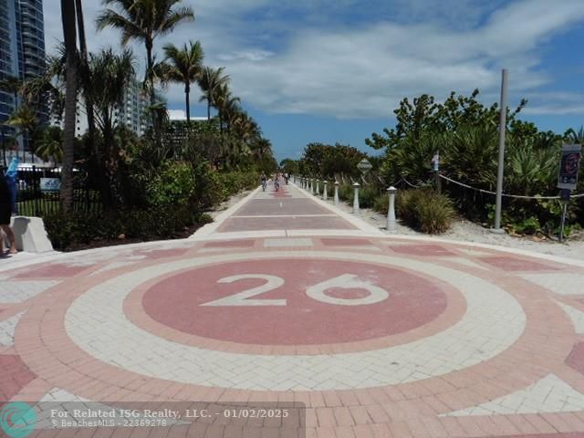 Beachside walkway facing north.