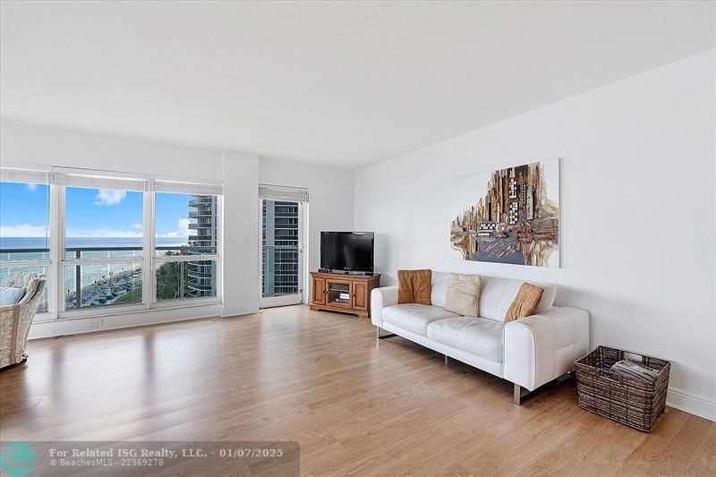 LIVING ROOM WITH OCEAN VIEWS FROM EVERY CORNER