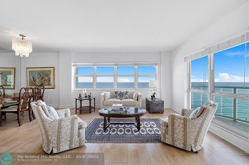 LIVING ROOM WITH OCEAN VIEWS FROM EVERY CORNER