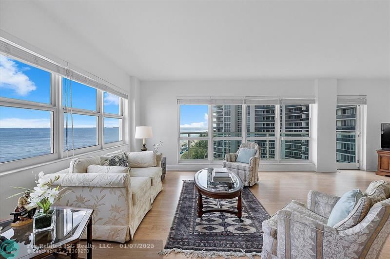 LIVING ROOM WITH OCEAN VIEWS FROM EVERY CORNER