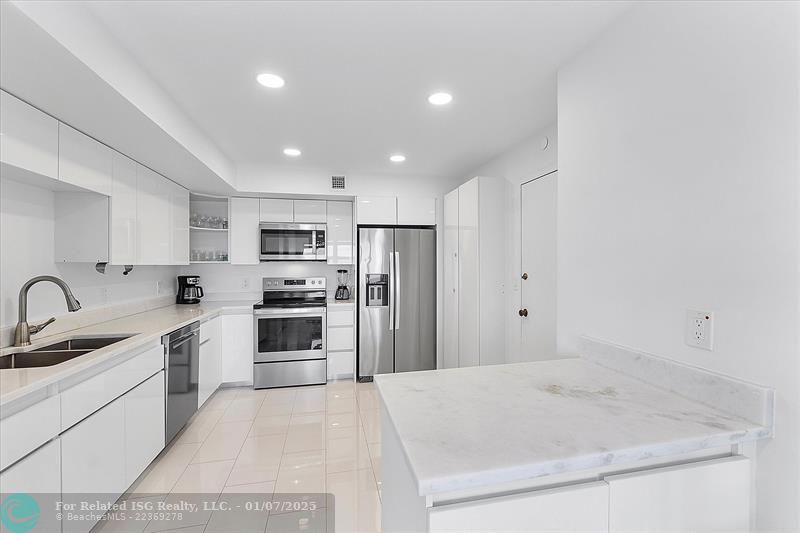 BEAUTIFUL RENOVATED KITCHEN WITH STAINLESS STREET APPLIANCES AND QUARTZ COUNTER TOPS