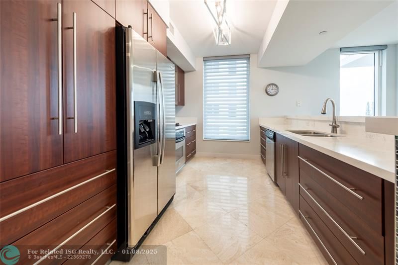 newer quartz countertops and lighting