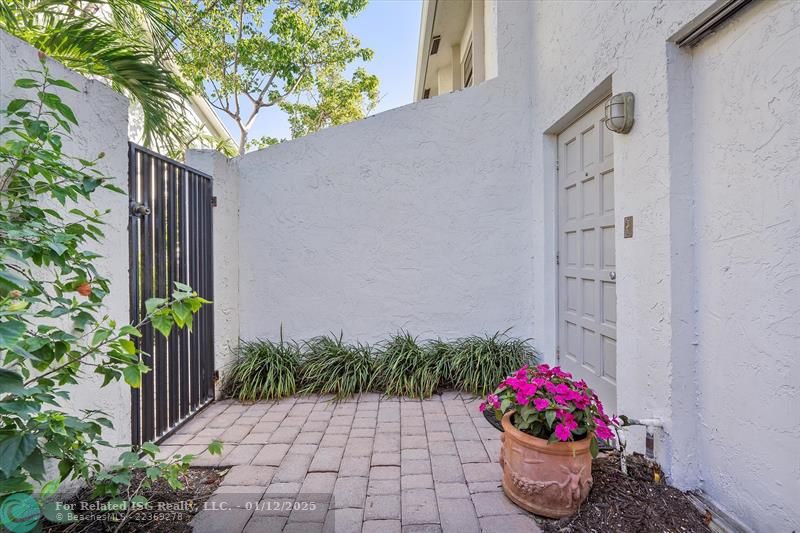 private gated front patio