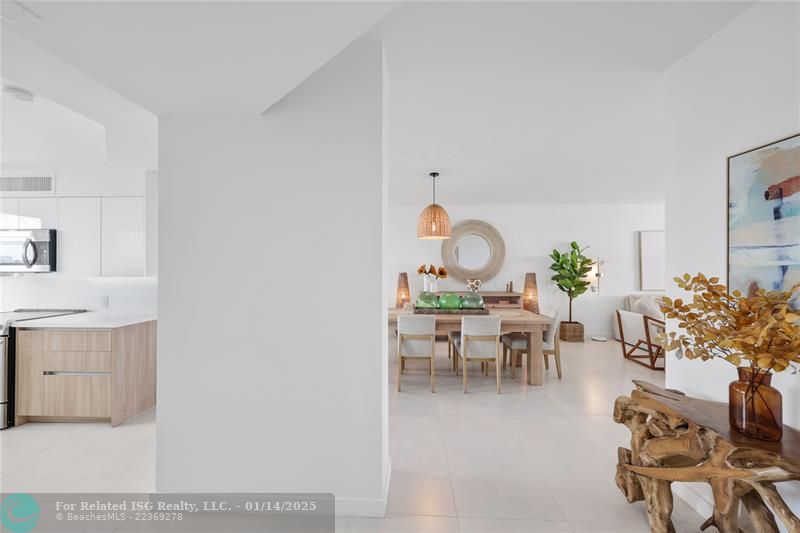 View from foyer to dining room