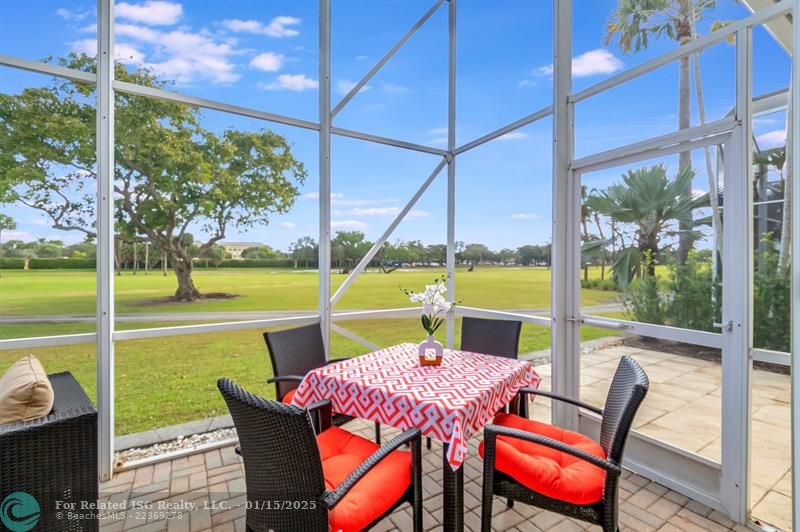 Golf view on screened porch