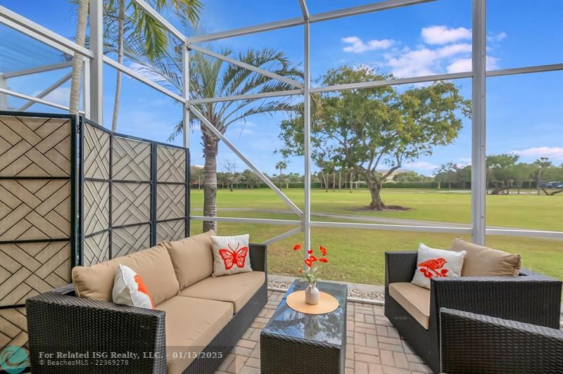 Golf view on screened porch